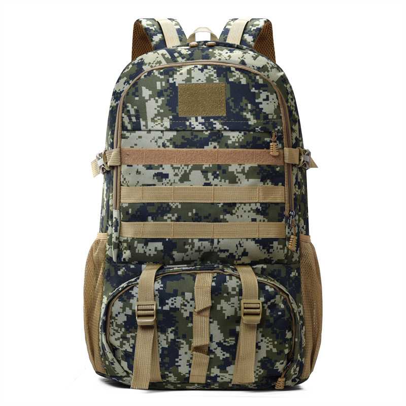 Rucsac camuflat pentru outdoor și drumeții, capacitate 36–55L, material Oxford, model geometric, curele cu pernă de aer pentru reducerea încărcării