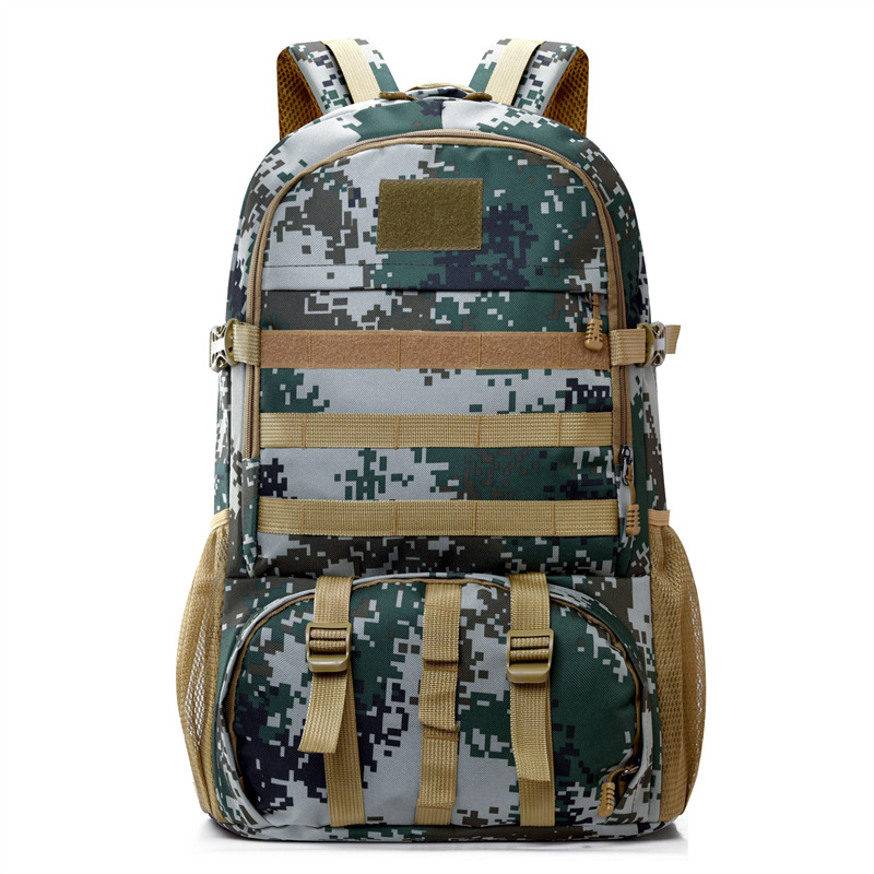 Rucsac camuflat pentru outdoor și drumeții, capacitate 36–55L, material Oxford, model geometric, curele cu pernă de aer pentru reducerea încărcării