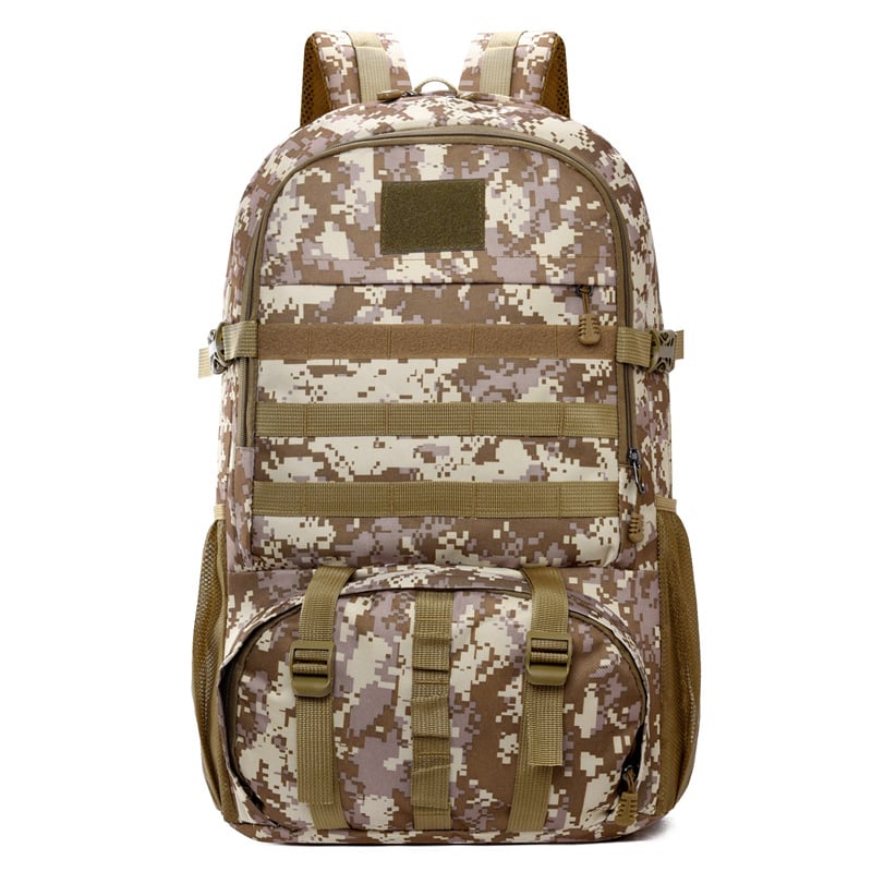 Rucsac camuflat pentru outdoor și drumeții, capacitate 36–55L, material Oxford, model geometric, curele cu pernă de aer pentru reducerea încărcării
