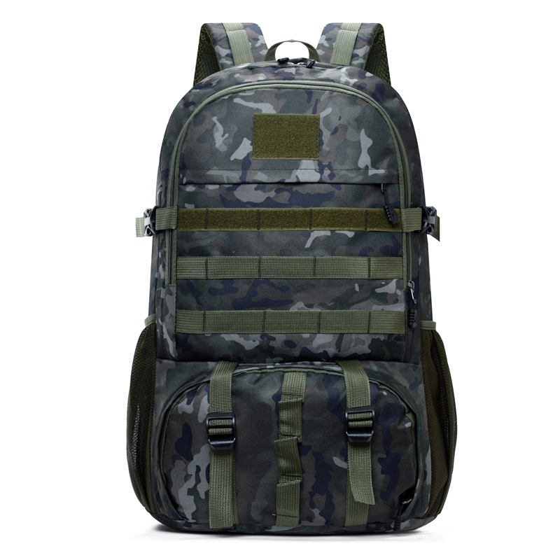 Rucsac camuflat pentru outdoor și drumeții, capacitate 36–55L, material Oxford, model geometric, curele cu pernă de aer pentru reducerea încărcării