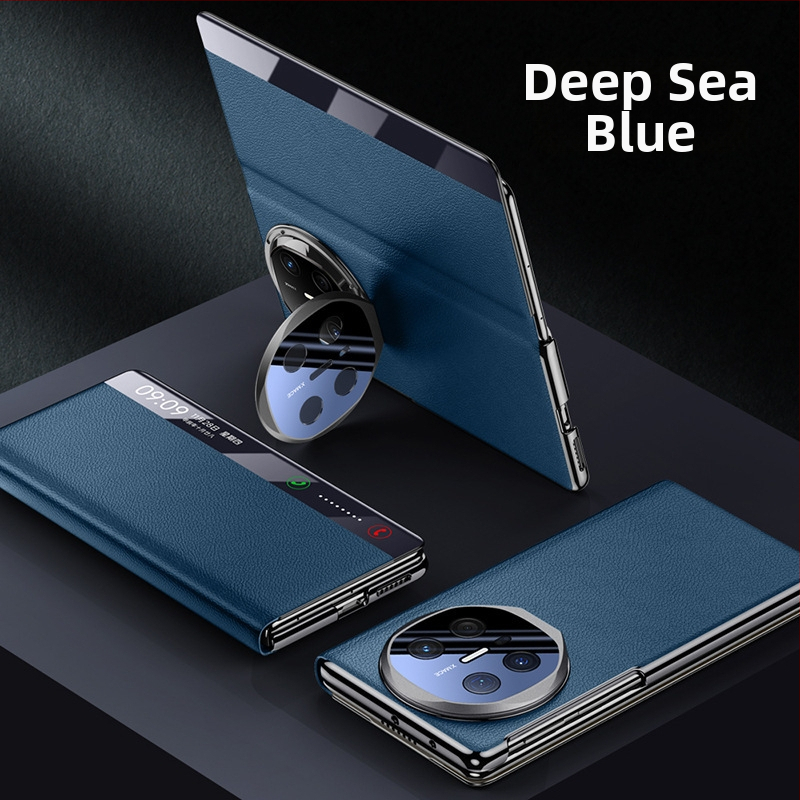 Kryt na Huawei Mate X6 s elektroplatinovým držiakom pre objektív, inteligentné okno s klapkou, plné krytie, proti pádu, umelá koža