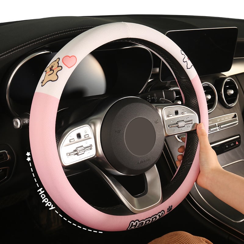 Navlaka za volan automobila s cartoon dizajnom, upija znoj, mreža ledenog svile, ljetna univerzalna, za Euler Good Cat, Black Cat i White Cat