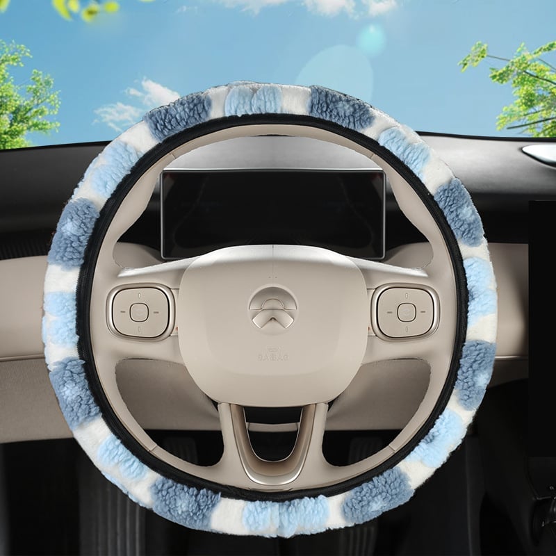 Autó kormánykerék védő mesterséges plüssből, 3D virágos mintázat, kerek D-alakú kialakítás, universális illeszkedés, testreszabás elérhető