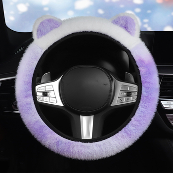 Povlak volantu s plyšovými ušami - zimné teplo, univerzálne uchytenie, šité strojom, syntetický plyš