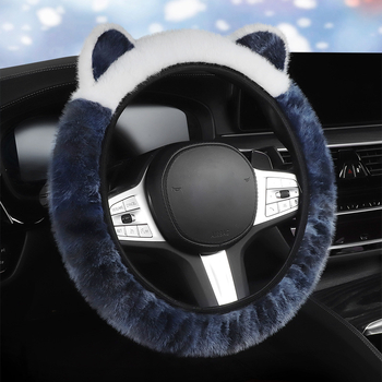 Povlak volantu s plyšovými ušami - zimné teplo, univerzálne uchytenie, šité strojom, syntetický plyš