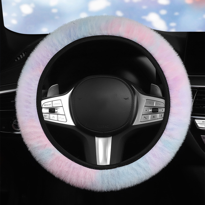 Povlak volantu s plyšovými ušami - zimné teplo, univerzálne uchytenie, šité strojom, syntetický plyš