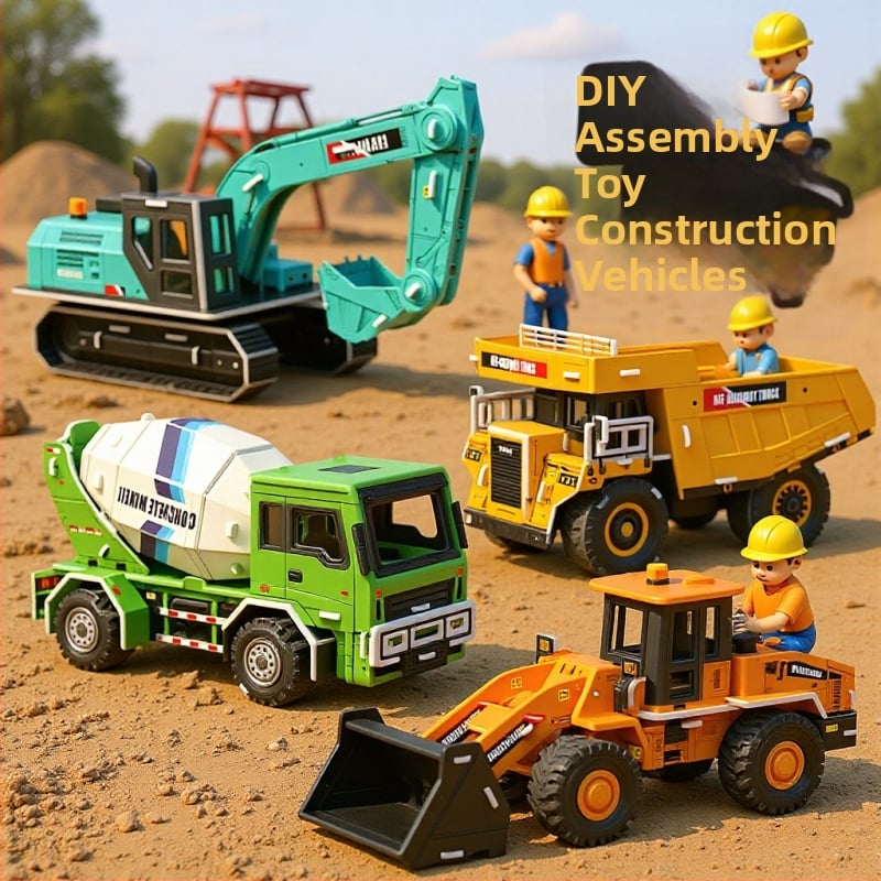 3D пъзел със строителен автомобил — хартиен материал, за деца 4–6 г., DIY и персонализация, триизмерна конструктивна мозайка