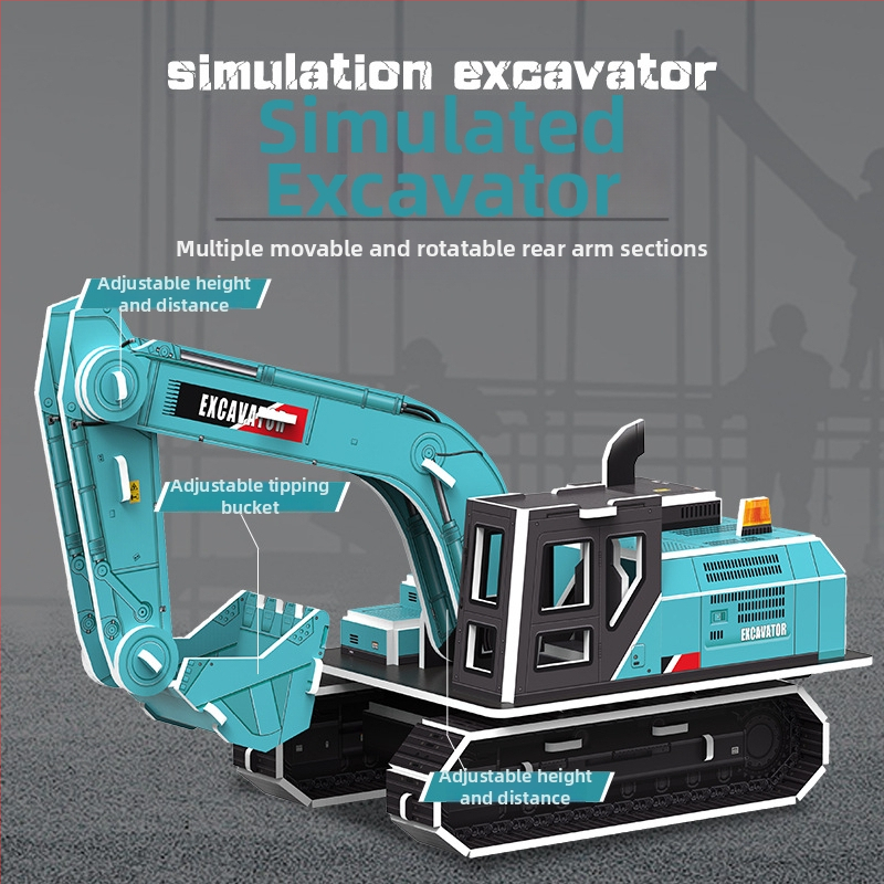 3D būvniecības transportlīdzekļa puzle — papīra rotaļlieta bērniem vecumā 4–6 gadi, DIY un pielāgošana, trīsdimensionāla konstruēšanas puzle