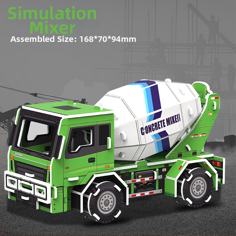 3D пъзел със строителен автомобил — хартиен материал, за деца 4–6 г., DIY и персонализация, триизмерна конструктивна мозайка