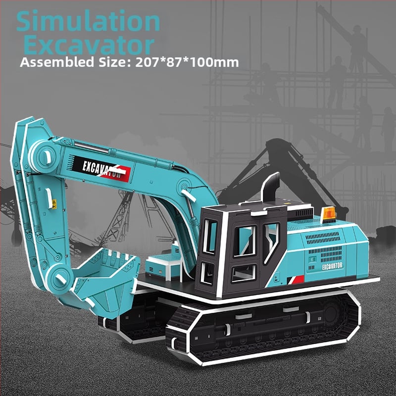 3D пъзел със строителен автомобил — хартиен материал, за деца 4–6 г., DIY и персонализация, триизмерна конструктивна мозайка