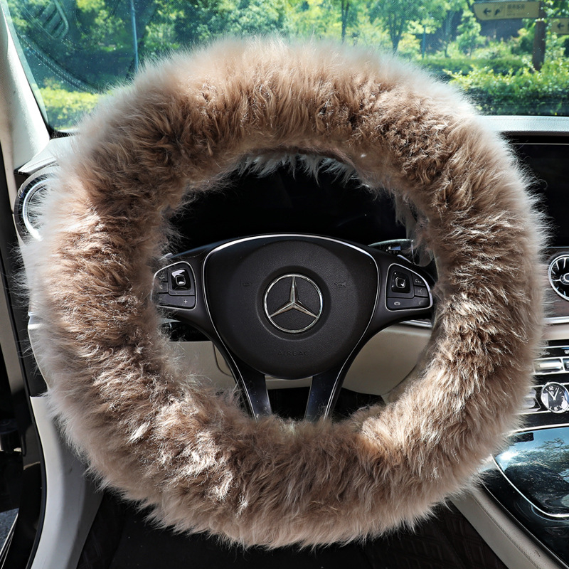 Poklopac volana za auto od umjetnog pliša, zima, jednostavan stil, univerzalna ugradnja, kompatibilan s većinom automobila.