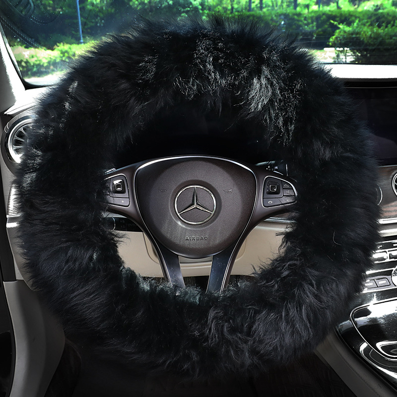 Poklopac volana za auto od umjetnog pliša, zima, jednostavan stil, univerzalna ugradnja, kompatibilan s većinom automobila.