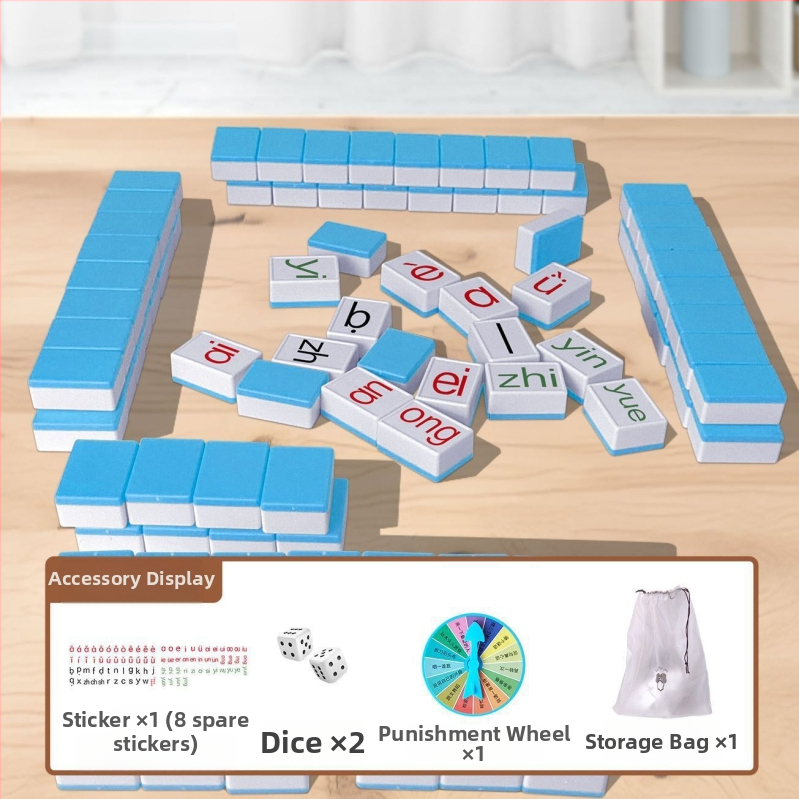 Пластмасова настолна игра с карти – Pinyin Mahjong, разпознаване на букви, пъзел за семейна игра
