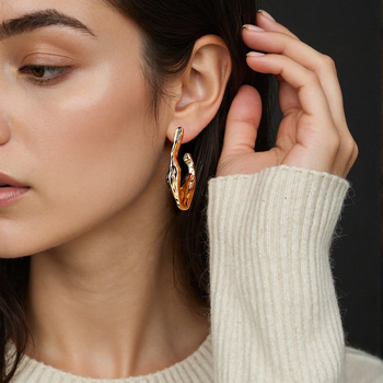 Rozsdamentes acél fülbevalók, elektroplatált, geometriai formájú, Break rock