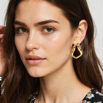 Rozsdamentes acél fülbevalók, elektroplatált, geometriai formájú, Break rock