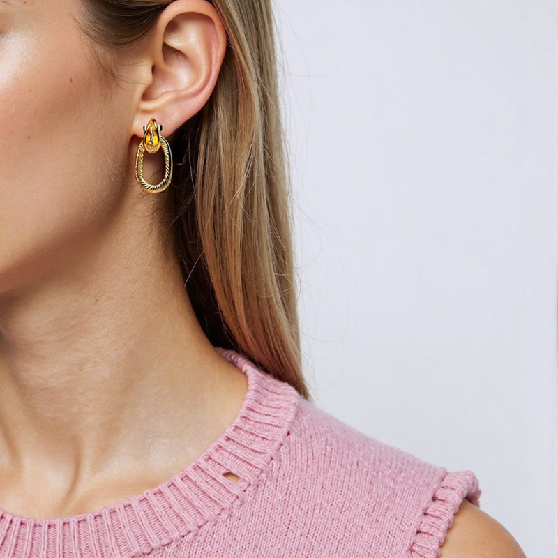 Rozsdamentes acél fülbevalók, elektroplatált, geometriai formájú, Break rock