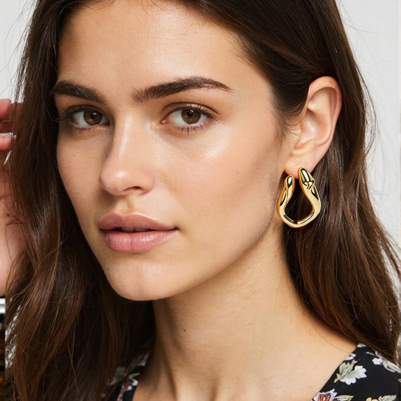 Rozsdamentes acél fülbevalók, elektroplatált, geometriai formájú, Break rock