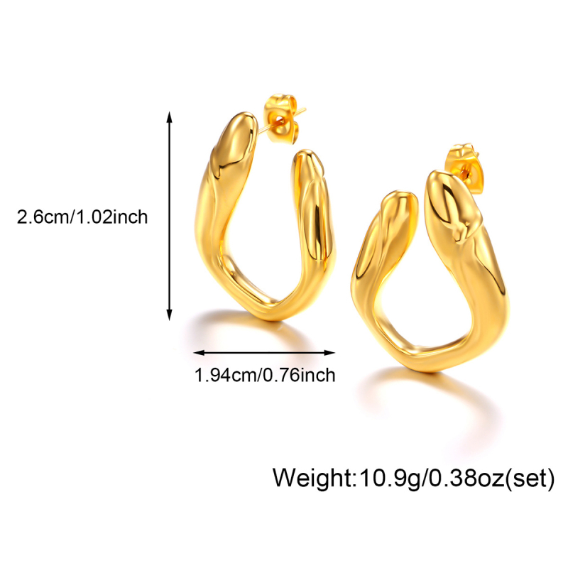 Rozsdamentes acél fülbevalók, elektroplatált, geometriai formájú, Break rock