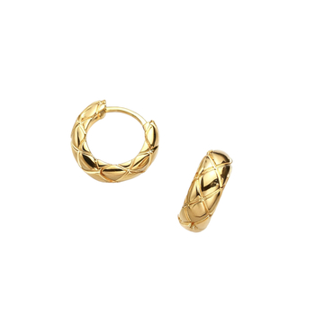 Női gyémántmintás karika fülbevaló, rézből, elektroplattált felülettel, U-alakú geometriai karikák, könnyed luxus stílus