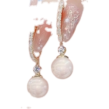 Geometriai fülbevalók koreai stílusban réz, cirkóniával és gyönggyel, 925 ezüst fülbevaló tüske, elektroplattázott