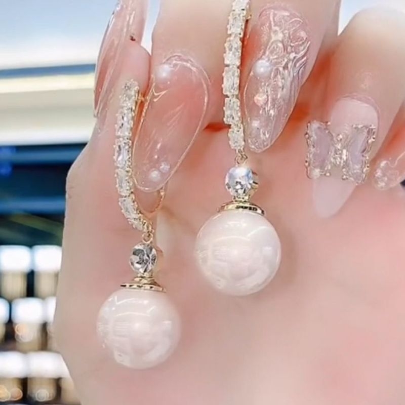 Geometriai fülbevalók koreai stílusban réz, cirkóniával és gyönggyel, 925 ezüst fülbevaló tüske, elektroplattázott