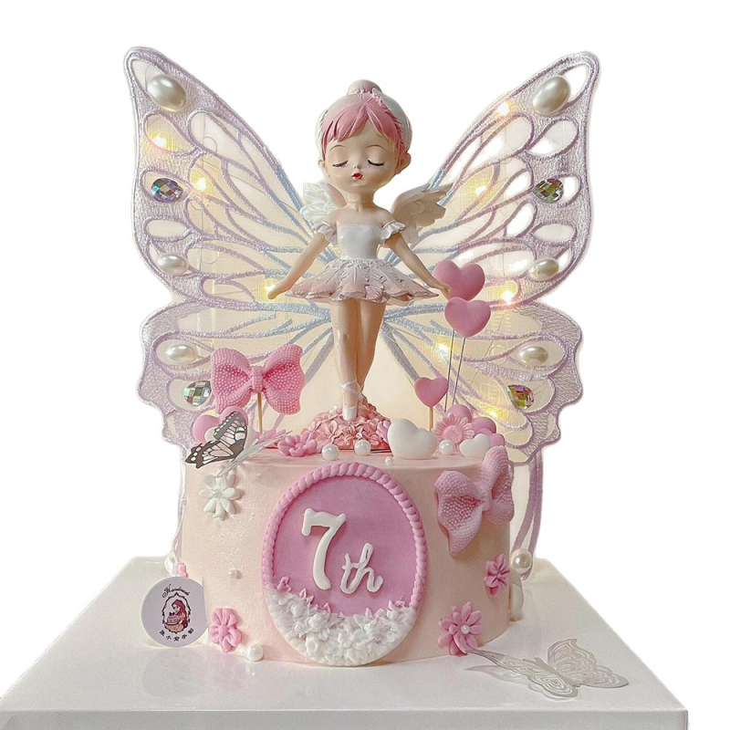 Decor pentru tort: aripi de fluture luminoase care bat electric | plastic | model desen animat | Ambalare: Opp bag | Brand: County Confucian