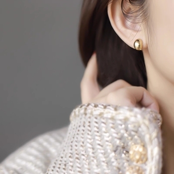 Geometriai klipsz fülbevaló, réz, elektroplattált felület, nőknek, 2023 tavasz