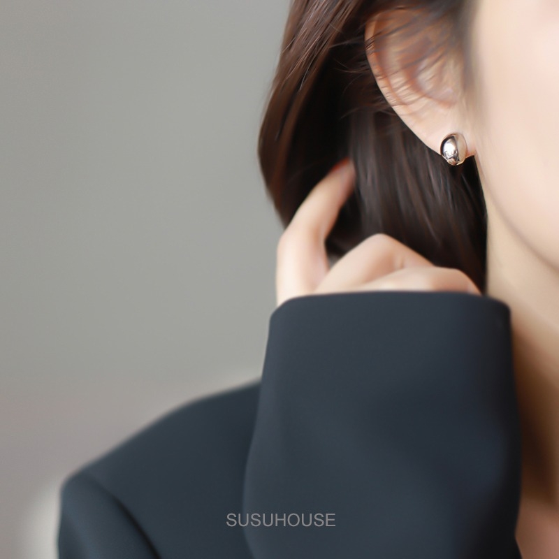 Geometriai klipsz fülbevaló, réz, elektroplattált felület, nőknek, 2023 tavasz