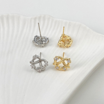 Szív alakú fülklipsz - aranyozott réz, gyémánt díszítés, elektroplattálás, 2025 ősz kiadás, női divatos fülbevaló