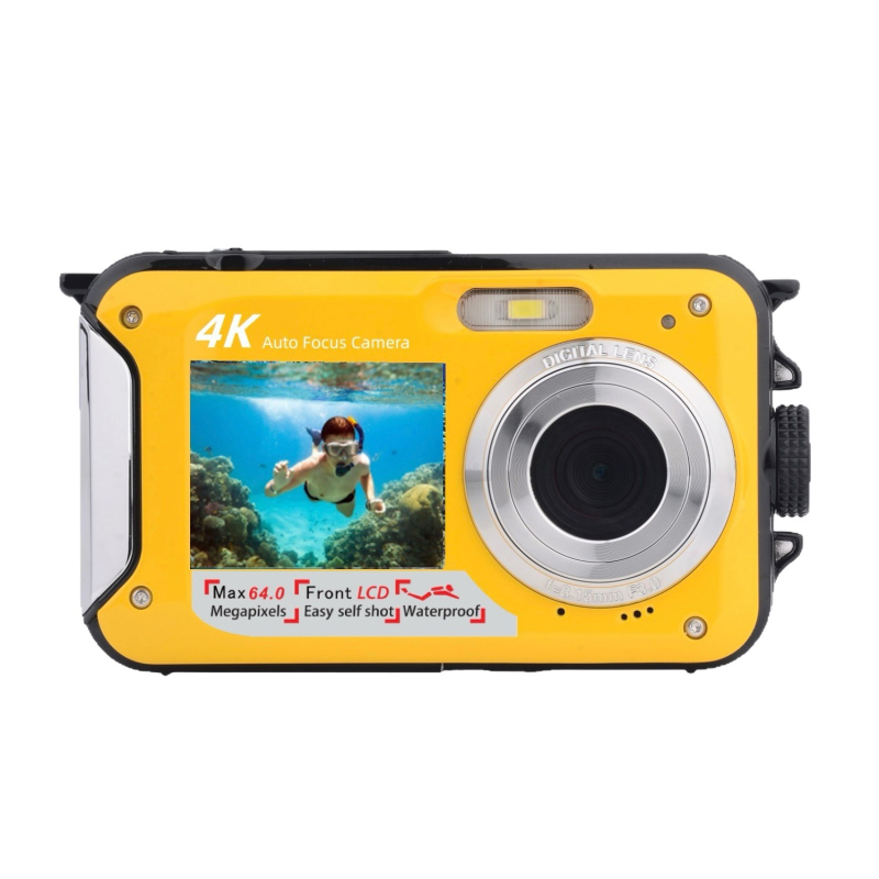 Veealune 4K kaamera 64MP automaatse teravusega ja topelt-selfieekraaniga