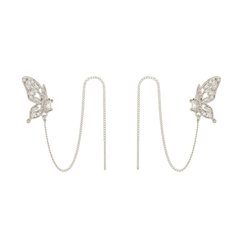 Медни обици с ушни клипси и пеперудени пискюли, унисекс стил сладък и модерен, форма животни/зодия, електроплатирани ушни клипси със силиконови подложки