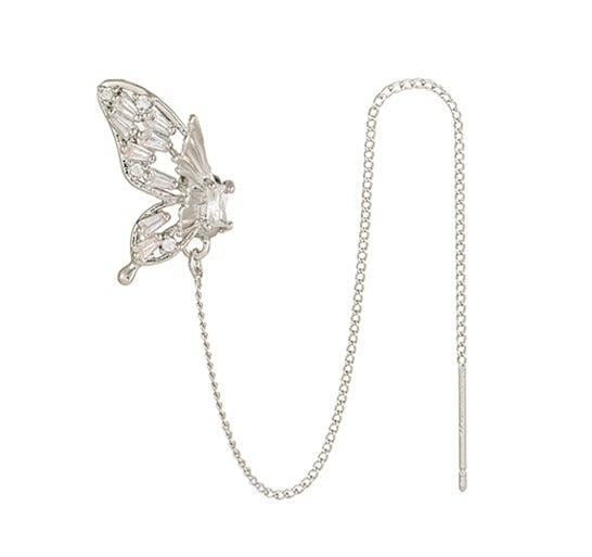 Медни обици с ушни клипси и пеперудени пискюли, унисекс стил сладък и модерен, форма животни/зодия, електроплатирани ушни клипси със силиконови подложки