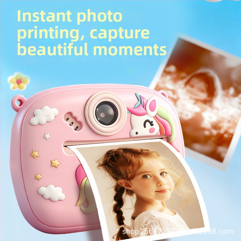 Happy shopping P061 Polaroid trükikamera lastele, digitaalne mänguasi 2,4-tollise LCD-ekraaniga, Micro SD kaart ja 1200mAh aku