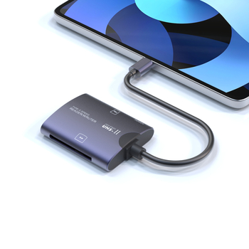 YX-G103 USB Type-C 2-in-1 kártyaolvasó, ház alumíniumötvözet, TF kártya támogatás, számítógépekhez és mobil eszközökhöz