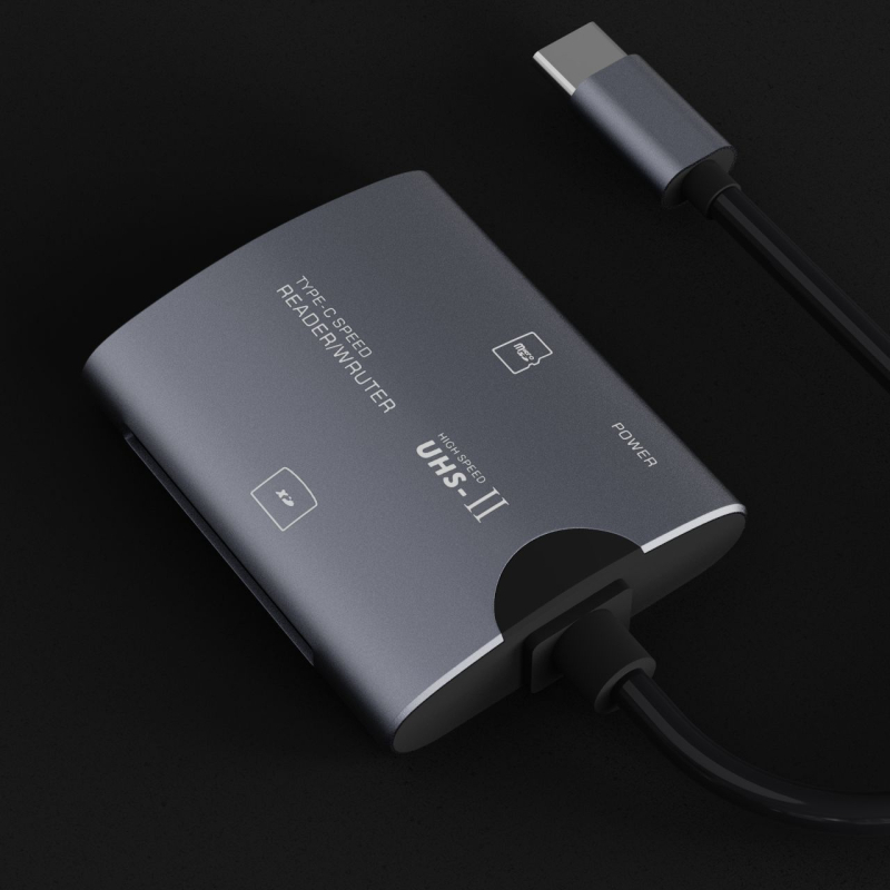 YX-G103 USB Type-C 2-in-1 kártyaolvasó, ház alumíniumötvözet, TF kártya támogatás, számítógépekhez és mobil eszközökhöz