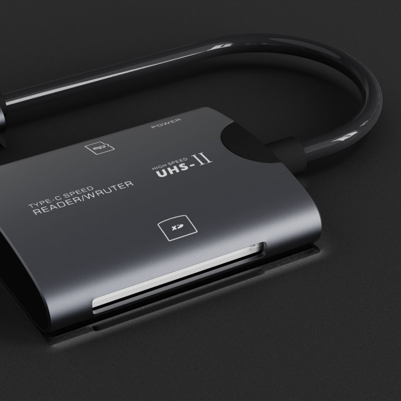 YX-G103 USB Type-C 2-in-1 kártyaolvasó, ház alumíniumötvözet, TF kártya támogatás, számítógépekhez és mobil eszközökhöz