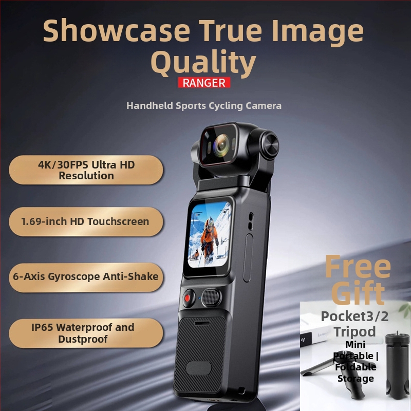 L18 Valódi 4K Stabilizált Zseb Action Camera Szabadban, Kézben Tartva, 1.69 hüvelykes LCD, TF kártya tárhely, 10 órás üzemidő