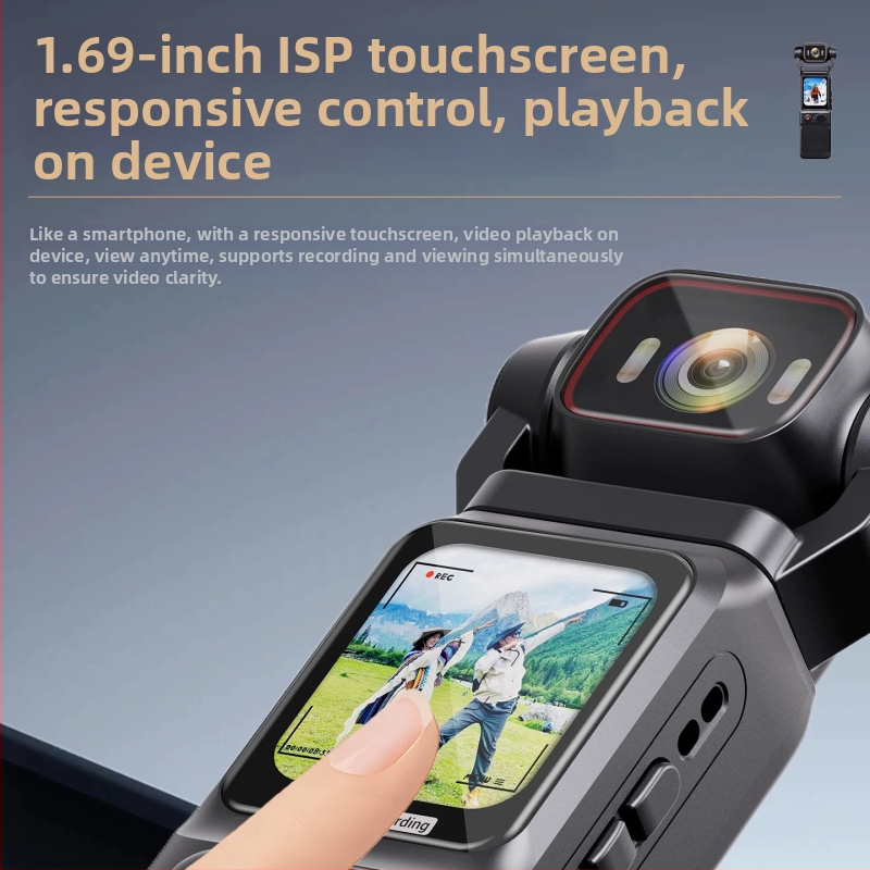 L18 Valódi 4K Stabilizált Zseb Action Camera Szabadban, Kézben Tartva, 1.69 hüvelykes LCD, TF kártya tárhely, 10 órás üzemidő