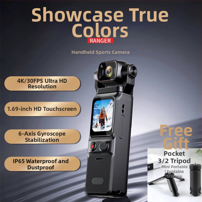 L18 Valódi 4K Stabilizált Zseb Action Camera Szabadban, Kézben Tartva, 1.69 hüvelykes LCD, TF kártya tárhely, 10 órás üzemidő