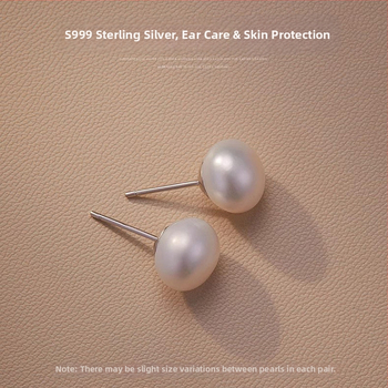 Strieborné náušnice s prírodnými sladkovodnými Perlami – ručne vyrobené, geometrický dizajn, pre ženy