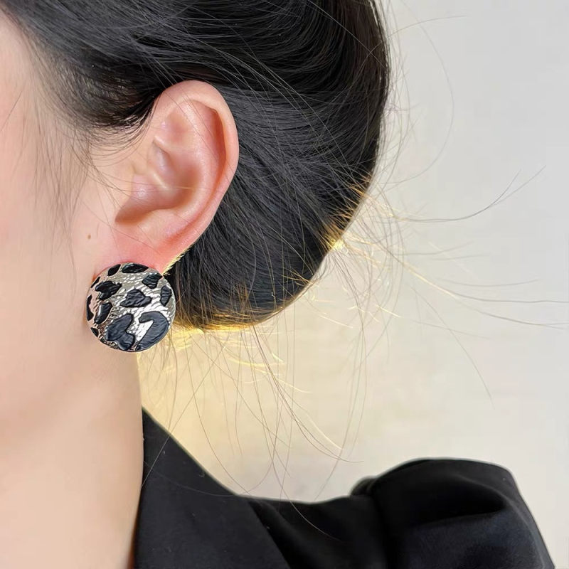 Pozlaćene bakrene kružne naušnice s leopard printom, geometrijski retro stil, za žene