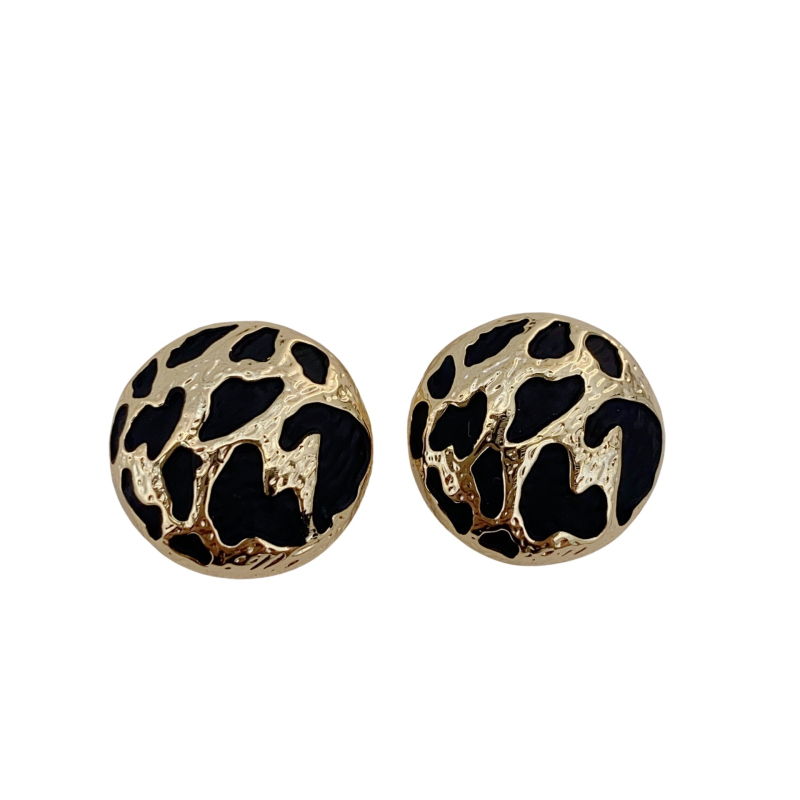 Pozlaćene bakrene kružne naušnice s leopard printom, geometrijski retro stil, za žene