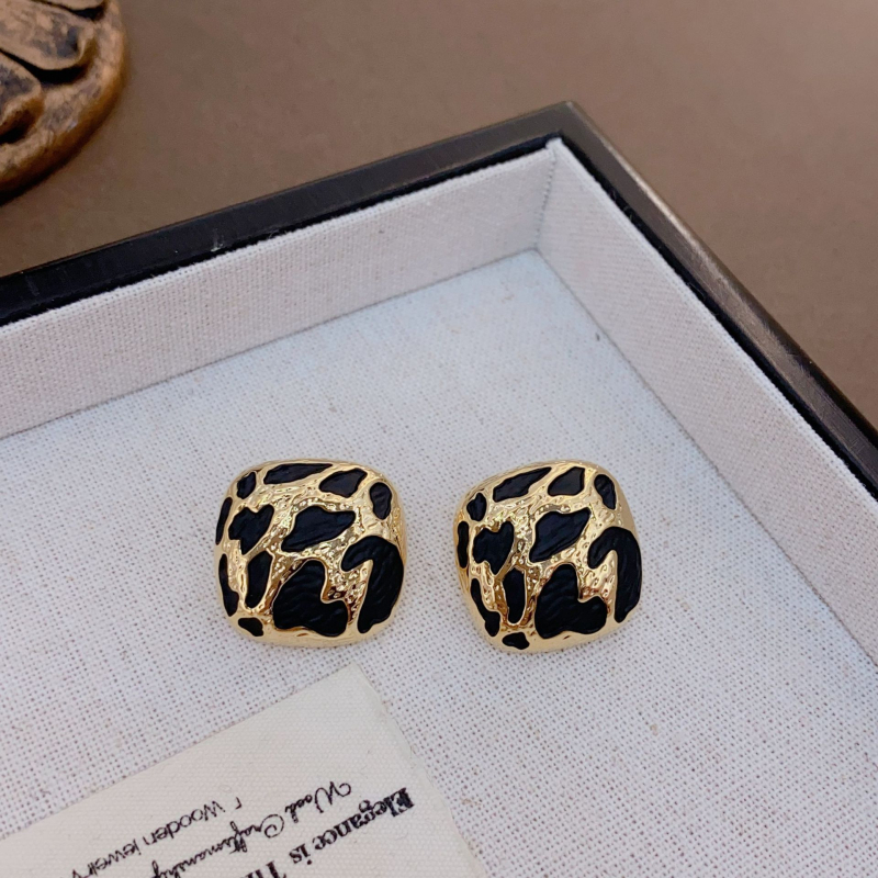 Pozlaćene bakrene kružne naušnice s leopard printom, geometrijski retro stil, za žene