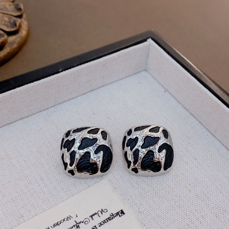 Pozlaćene bakrene kružne naušnice s leopard printom, geometrijski retro stil, za žene