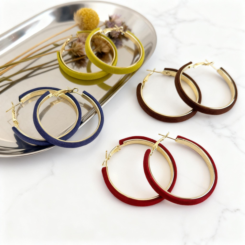 Geometriai kör fülbevalók, 925 ezüst tűvel, rézbázisú aranyozott bevonattal, aranyszín megőrző elektropolírozás, Maillard stílusú irodalmi retro