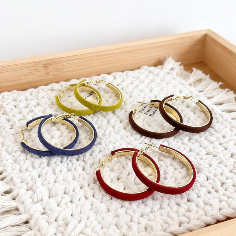 Geometriai kör fülbevalók, 925 ezüst tűvel, rézbázisú aranyozott bevonattal, aranyszín megőrző elektropolírozás, Maillard stílusú irodalmi retro