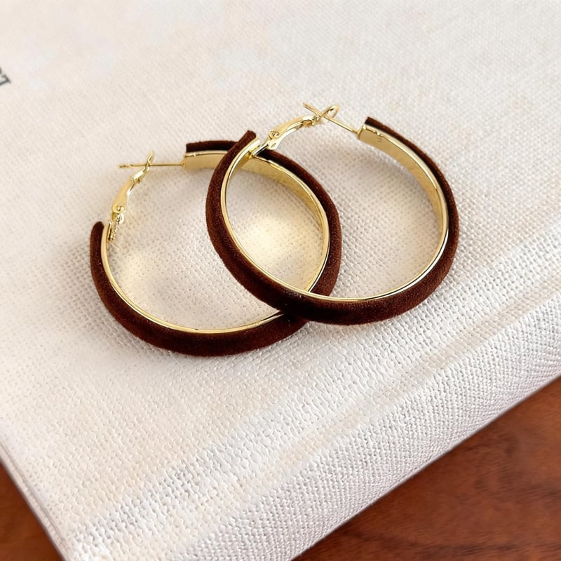 Geometriai kör fülbevalók, 925 ezüst tűvel, rézbázisú aranyozott bevonattal, aranyszín megőrző elektropolírozás, Maillard stílusú irodalmi retro