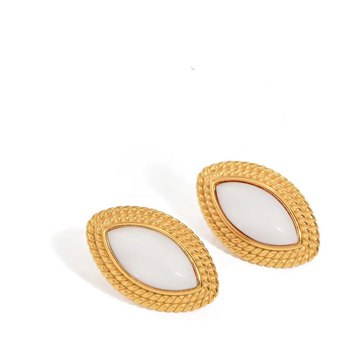 Fülbevalók rozsdamentes acélból, geometriai formájú, elektroplatázott felülettel, középkori stílus, irodalmi retro, tavasz 2024