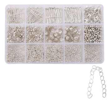 DIY ékszerkészlet – fém, elektroplakolás, doboz 15/24 rekesz, fülbevalók, fülcsatok, karkötők és nyakláncok készítéséhez