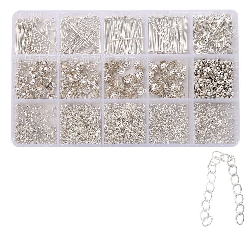 DIY ékszerkészlet – fém, elektroplakolás, doboz 15/24 rekesz, fülbevalók, fülcsatok, karkötők és nyakláncok készítéséhez